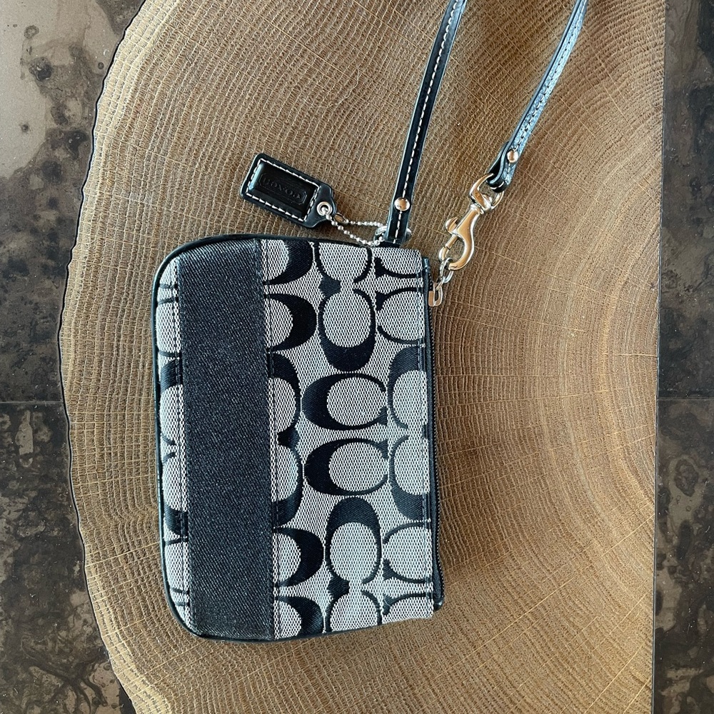 Coach Wristlet, black exterior and interior